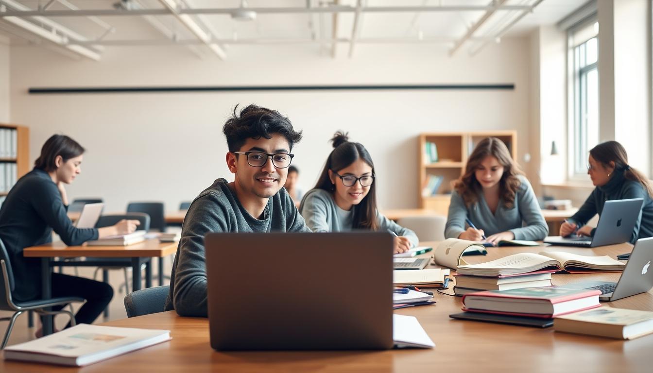Student preparing for exams with study materials